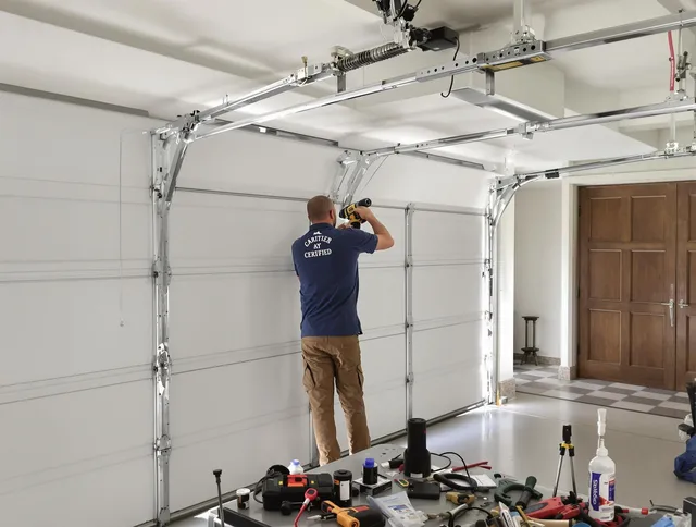 Cuyahoga Falls Garage Door Repair certified technician performing precision garage door repair in Cuyahoga Falls