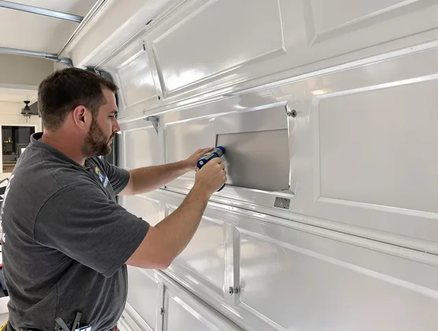 Garage door panel repair by Cuyahoga Falls Garage Door Repair in Cuyahoga Falls